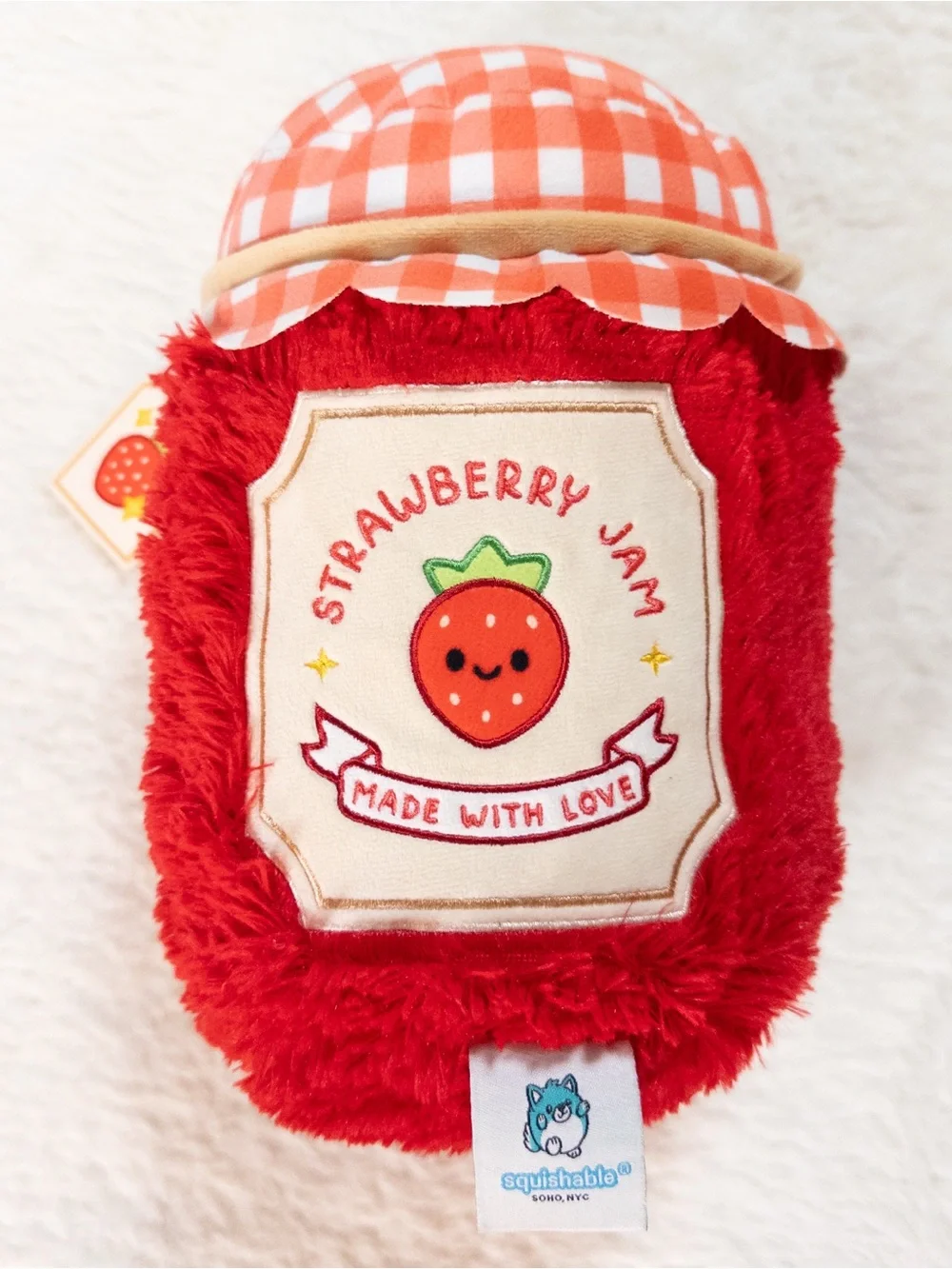 Squishable Strawberry Jam Jar Plushie 10” - “Made with Love”
